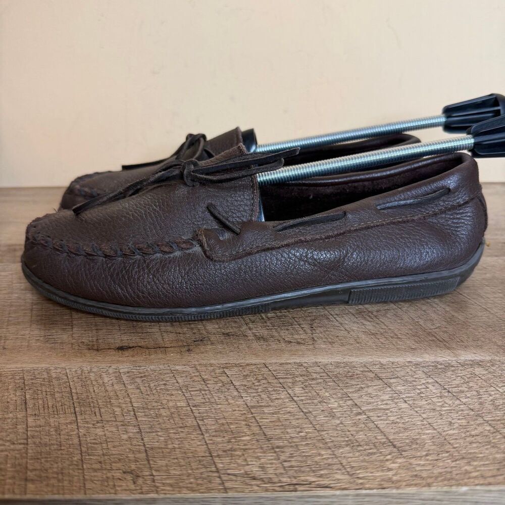 Minnetonka Moosehide Brown Leather Loafers
